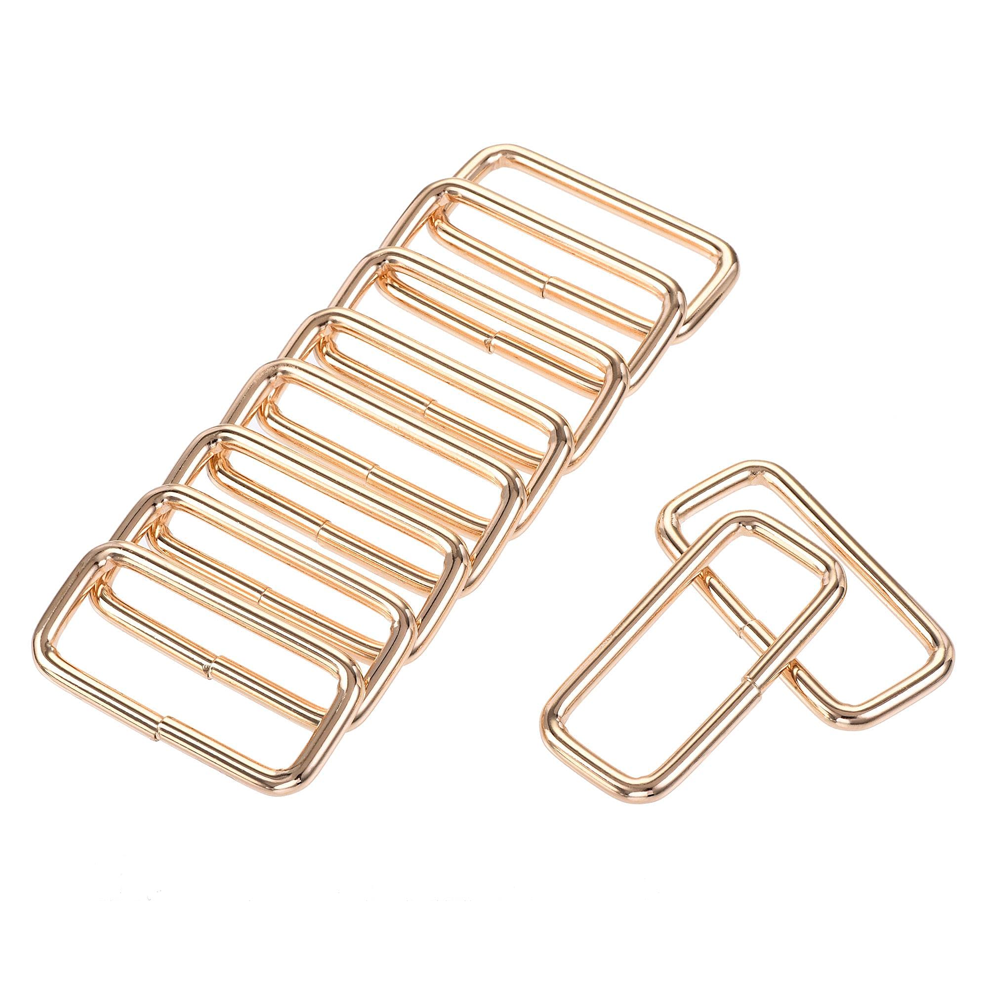 sourcing map Metal Rectangle Ring Buckles 51x20mm for Bags Belts DIY Gold Tone 10pcs