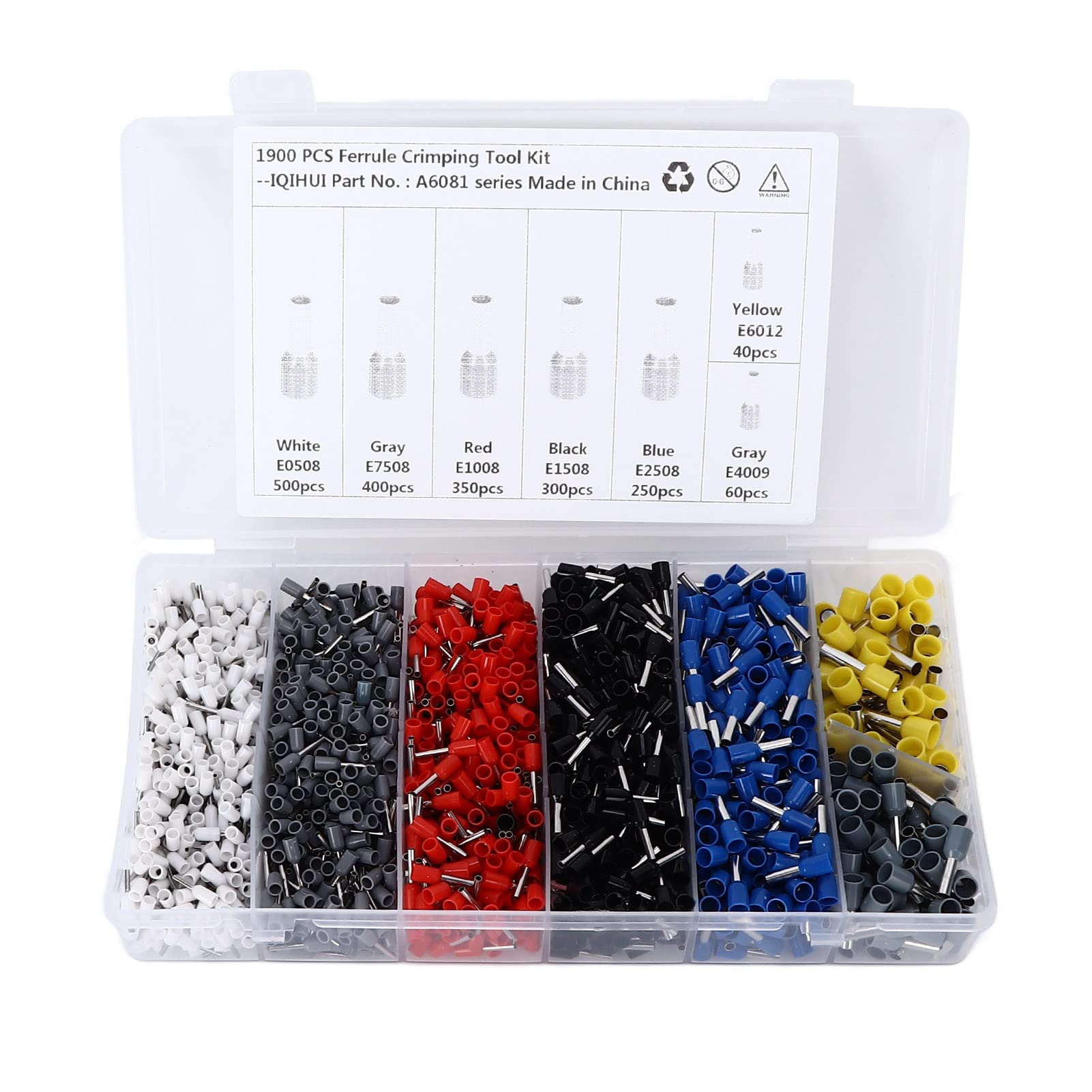 Ferrule Crimping Tool, Crimp Connectors, Ferrule Crimping Tool Set, Multicolor Tin Plated 7 Sizes Wire Terminals Pin Type Universal Ferrule Crimping Tool Kit for Industry for Cars