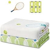 IBESTOPIA 70% Rayon Made from Bamboo 30% Cotton Muslin Swaddle Blanket, 47 x 47 Inches, Tennis Print Baby Receiving Blanket, Soft and Breathable, Unisex, 2 Pack