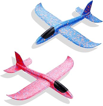 IndusBay DIY Hand Throw Flying Glider Planes Toys for Children Foam Airplane Model Flying Glider Plane Toys Game for Kids Set of 2 - 17.5 Inches