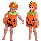 Spooktacular Creations Halloween Baby Pumpkin Costume, Pumpkin Costume Toddler Outfit with Hood for Halloween Dress up party