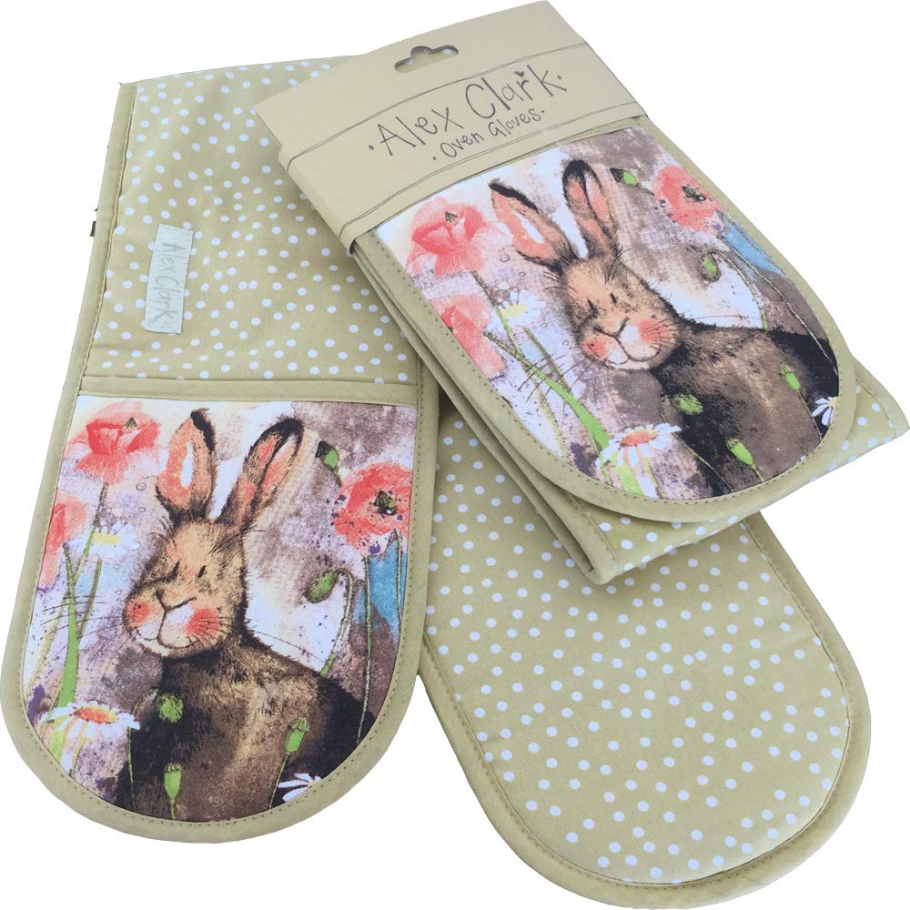 ALEX CLARK HARE AND POPPIES DOUBLE OVEN GLOVES - BAKING - COOKING