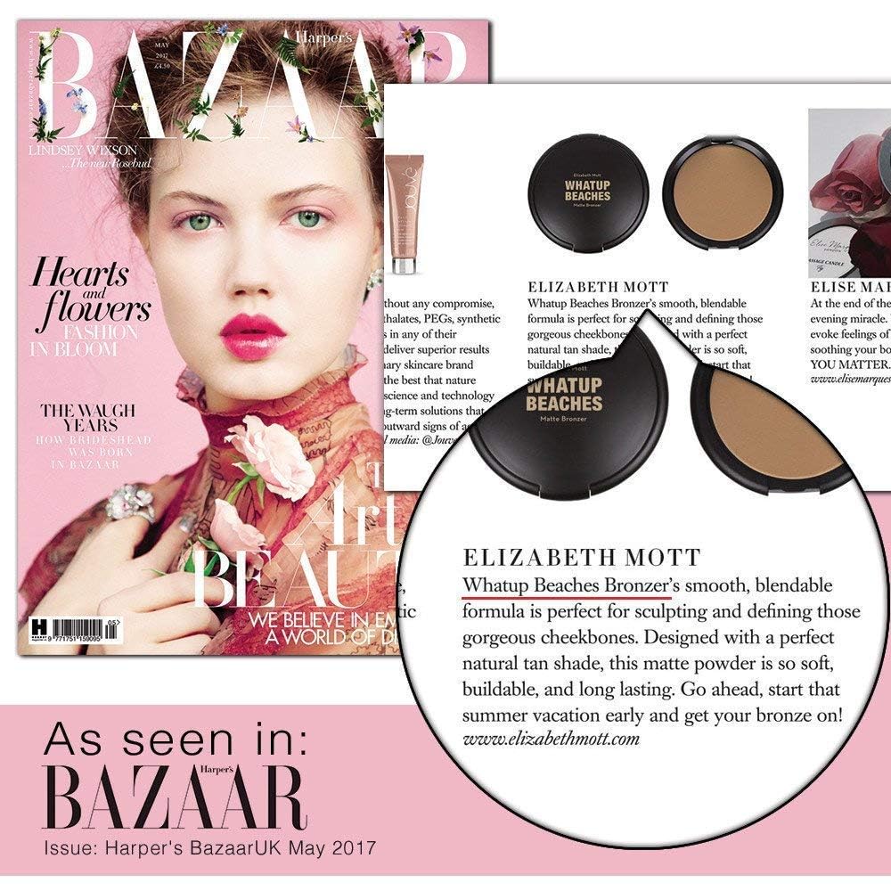 Elizabeth Mott Whatup Beaches Matte Bronzer Powder & Contour for Face, Long-Lasting Natural Sun-Kissed Bronzing Finish for All Skin Tones, Buildable Pressed Compact Makeup, Vegan & Cruelty-Free (10g)