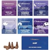 Folkulture Premium Sleep Incense Cones, Lavender - Set of 6 (120 Cones) | No Charcoal, Organic, Non Toxic Rosemary, Patchouli Variety Inscents-Cones for Deep Sleep, Relaxation, Calm, Aromatherapy