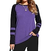 Womens Tops Long Sleeve Shirts for Women Casual Loose Tees Classic Tshirts Fall Clothes