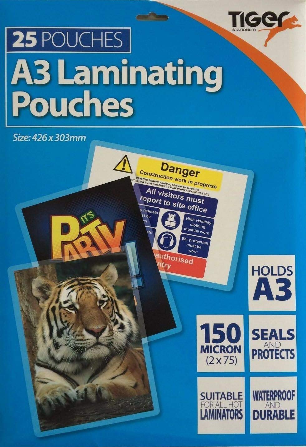 Tiger A3 Laminating Pouches 150 microns Pack of 25