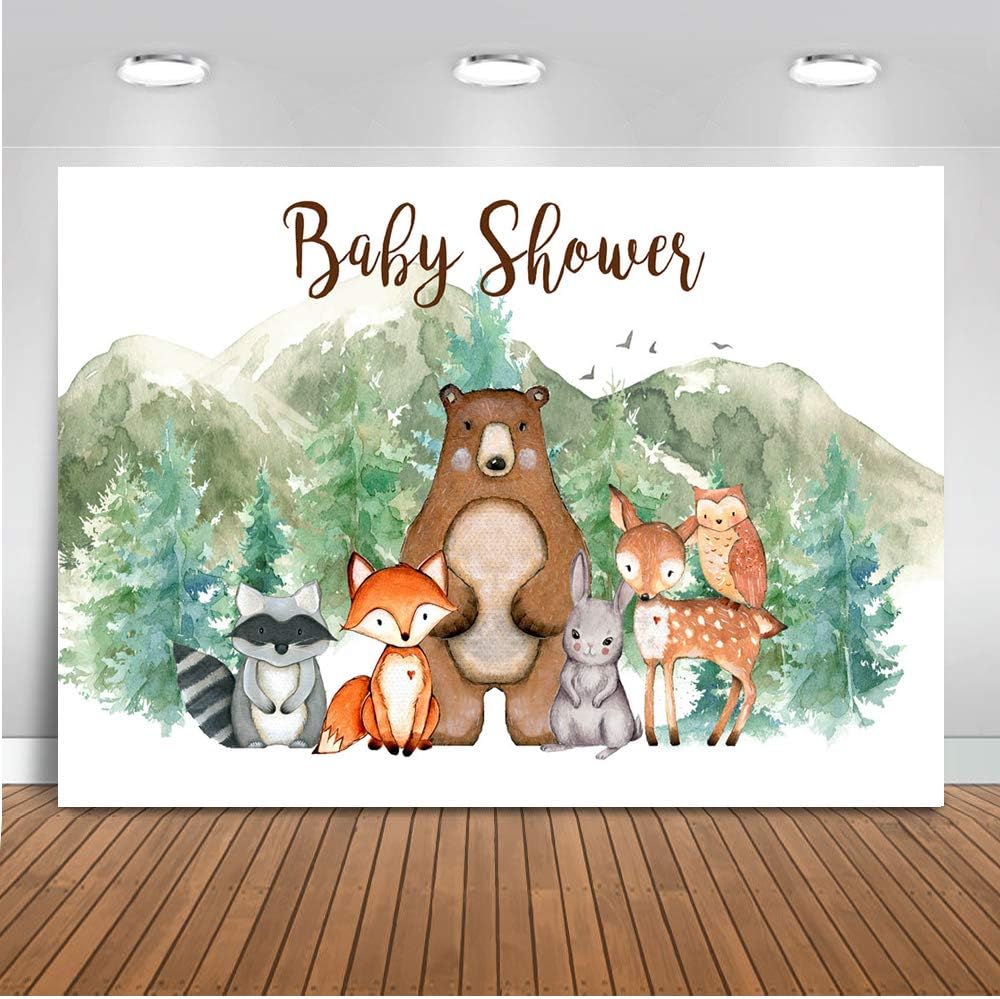 Mocsicka Woodland Animals Baby Shower Backdrop Tree