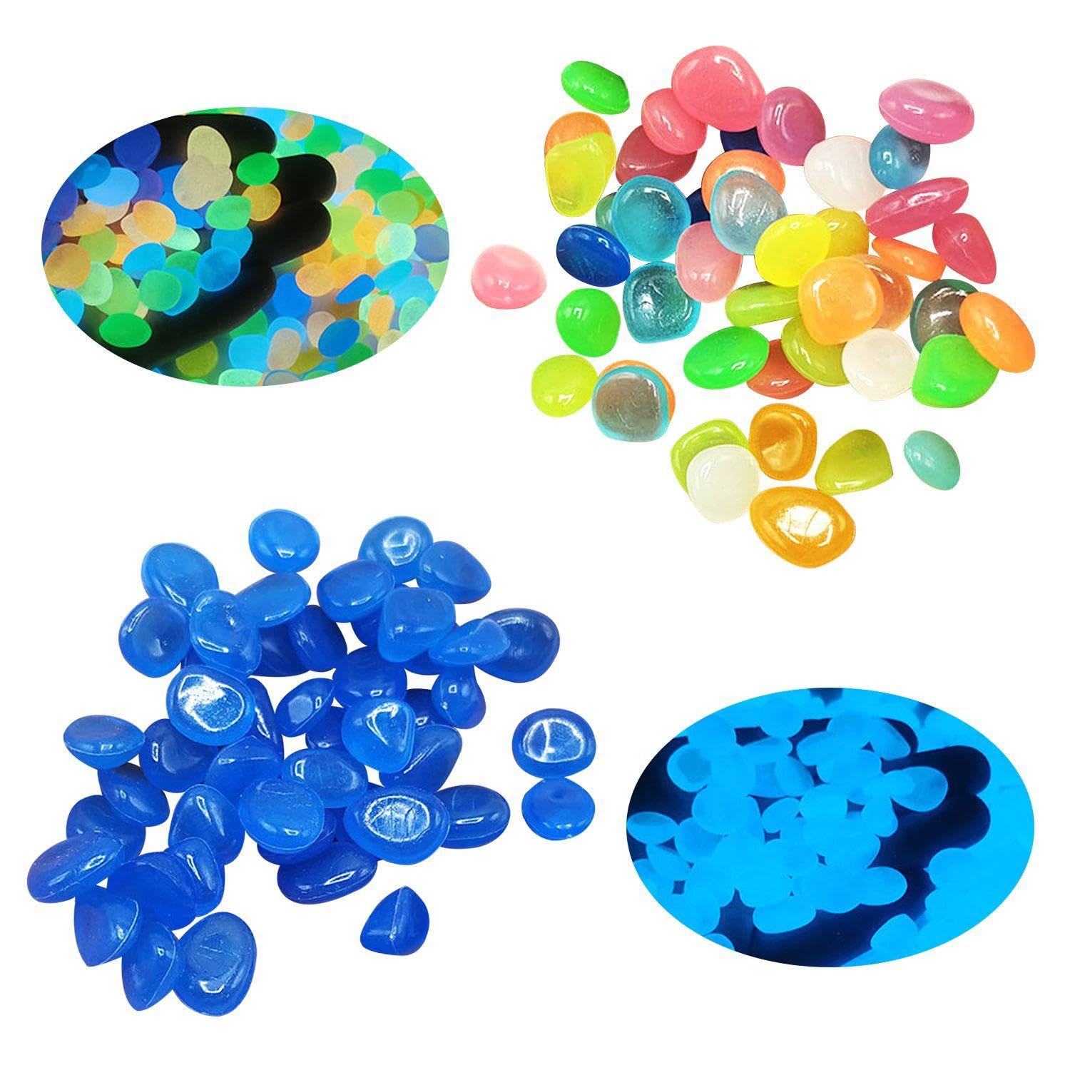 FFDHWU 600 Colored Luminous Stones, Modern Style, Plastic Material, Blue & Multi-color, Luminous Stone, Garden & Aquarium Decoration