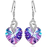 Kate Lynn Angel Wings 925 Sterling Silver Heart Earrings for Women, Packaged with Jewelry Box, Christmas Gift Birthday Gift Anniversary Jewelry Gift for Women, Symbol of Love, Beauty and Guardian