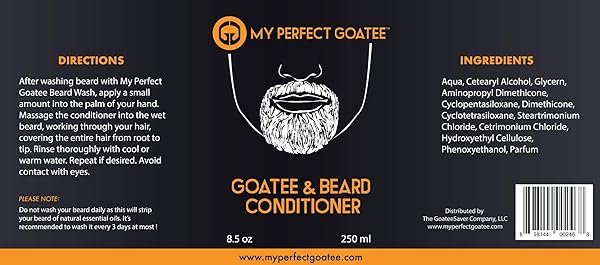 MY PERFECT GOATEE® PREMIUM BEARD CONDITIONER HYDRATING FACIAL HAIR FORMULA (8.5 OZ BEARD CONDITIONER) – ELIMINATES ITCHINESS AND DRYNESS – REDUCES SPLIT ENDS