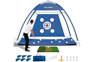 FILORI Golf Practice Net 10x7FT - Golf Hitting Net with Tri-Turf Mat, 8 Balls, Tee & Carry Bag, Indoor/Outdoor Backyard Training for Driving Chipping Swing, Ideal Gifts for Men Dad Husband Golfer