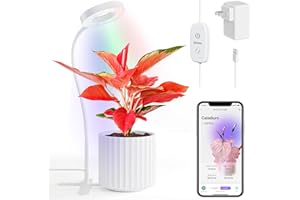 Diivoo Smart Grow Light for Indoor Plant Full Spectrum, Bluetooth LED Growing Lamp for Small Herb Garden, Automatic Timer, Stepless Dimming, Height Adjustable