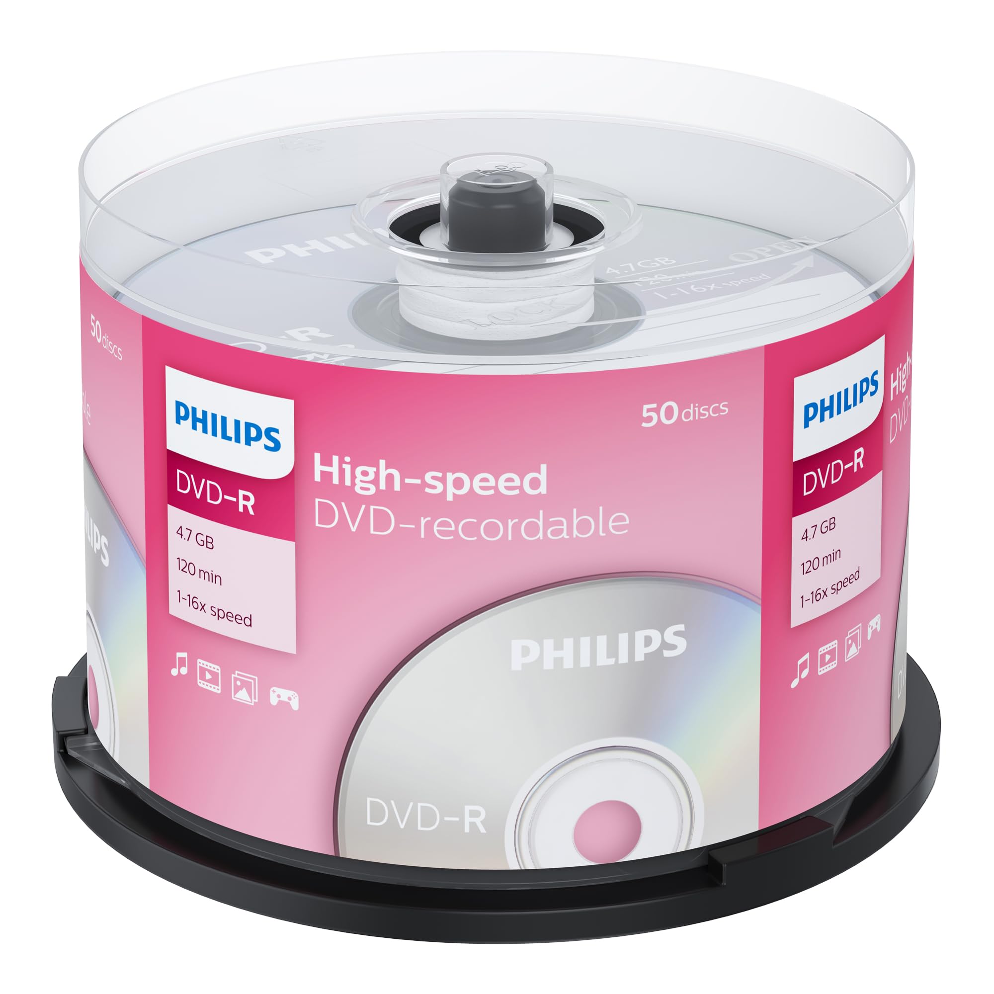 Philips 50 pack dvd-r 16x speed blank discs