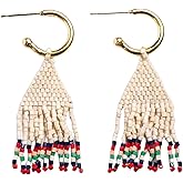 INK+ALLOY Beaded Earrings for Women Dangling, Leta 2-in-1 Fringe and Mini Gold Hoop Earrings, Hypoallergenic Handmade Jewelry for the Modern Bohemian, 2-Inch Length