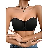 MakeMeChic Women's Strapless Bra Front Closure Wireless Push Up Bandeau Bra Tube Tops