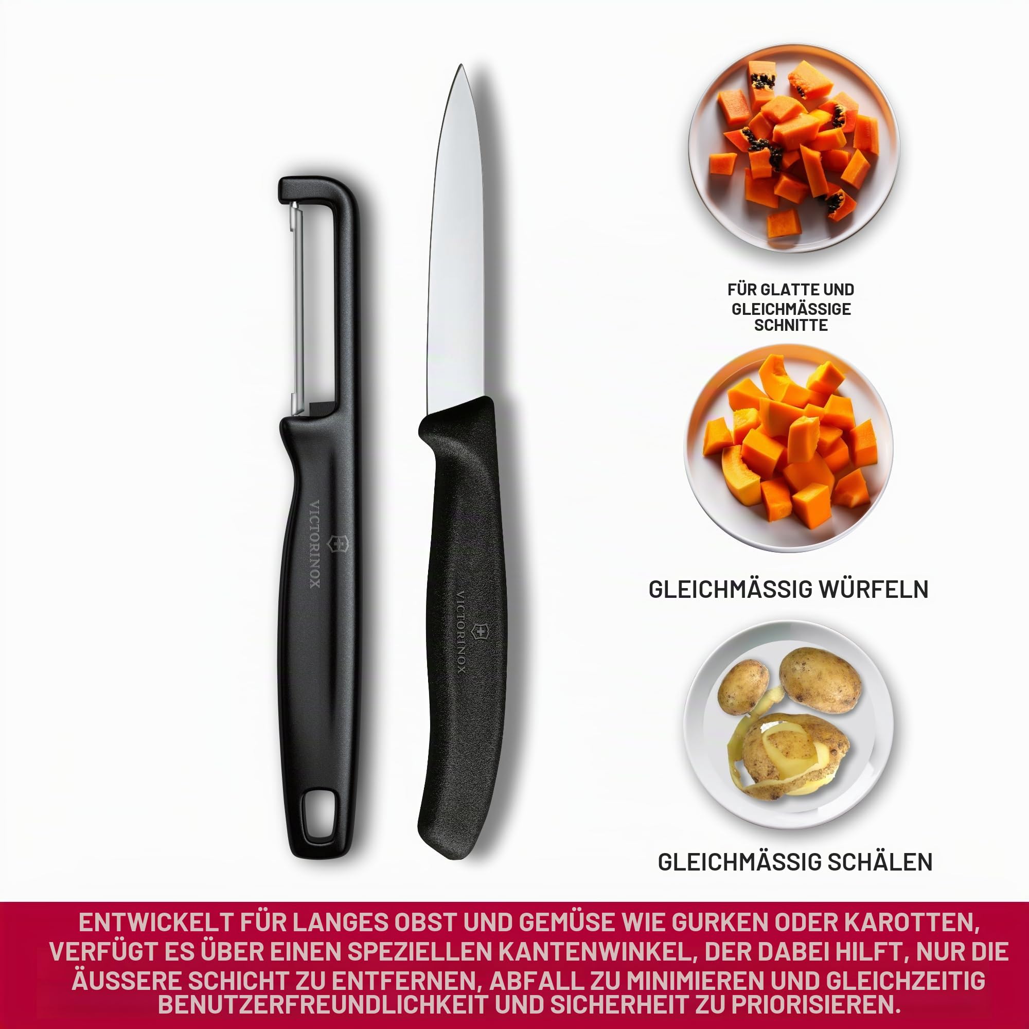 Victorinox Swiss Classic Gemüsemesser Set mit Sparschäler, 2-tlg., Schwarz 3