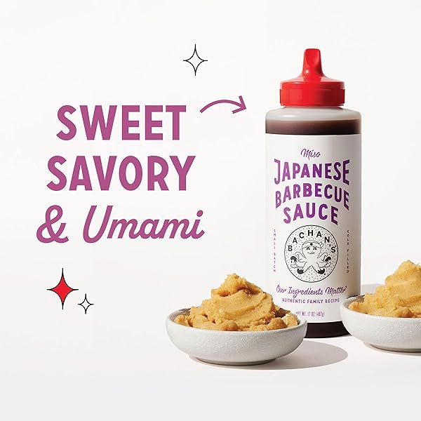 BACHAN’S – MISO JAPANESE BARBECUE SAUCE, 17 OZ, SMALL BATCH, NON GMO, NO PRESERVATIVES, VEGAN AND BPA FREE. CONDIMENT FOR WINGS, CHICKEN, BEEF, PORK, SEAFOOD, NOODLE RECIPES, AND MORE