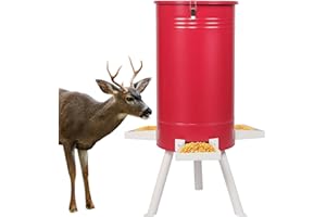 SOLUTION4PATIO EXPERT IN GARDEN CREATION Solution4Patio 50-75 LB Large Free Standing Deer Feeding Bucket, Heavy Duty Metal Hunting Game Feeder, Portable Gravity Deer Feeder Automatic Dispenser, Weather-Proof