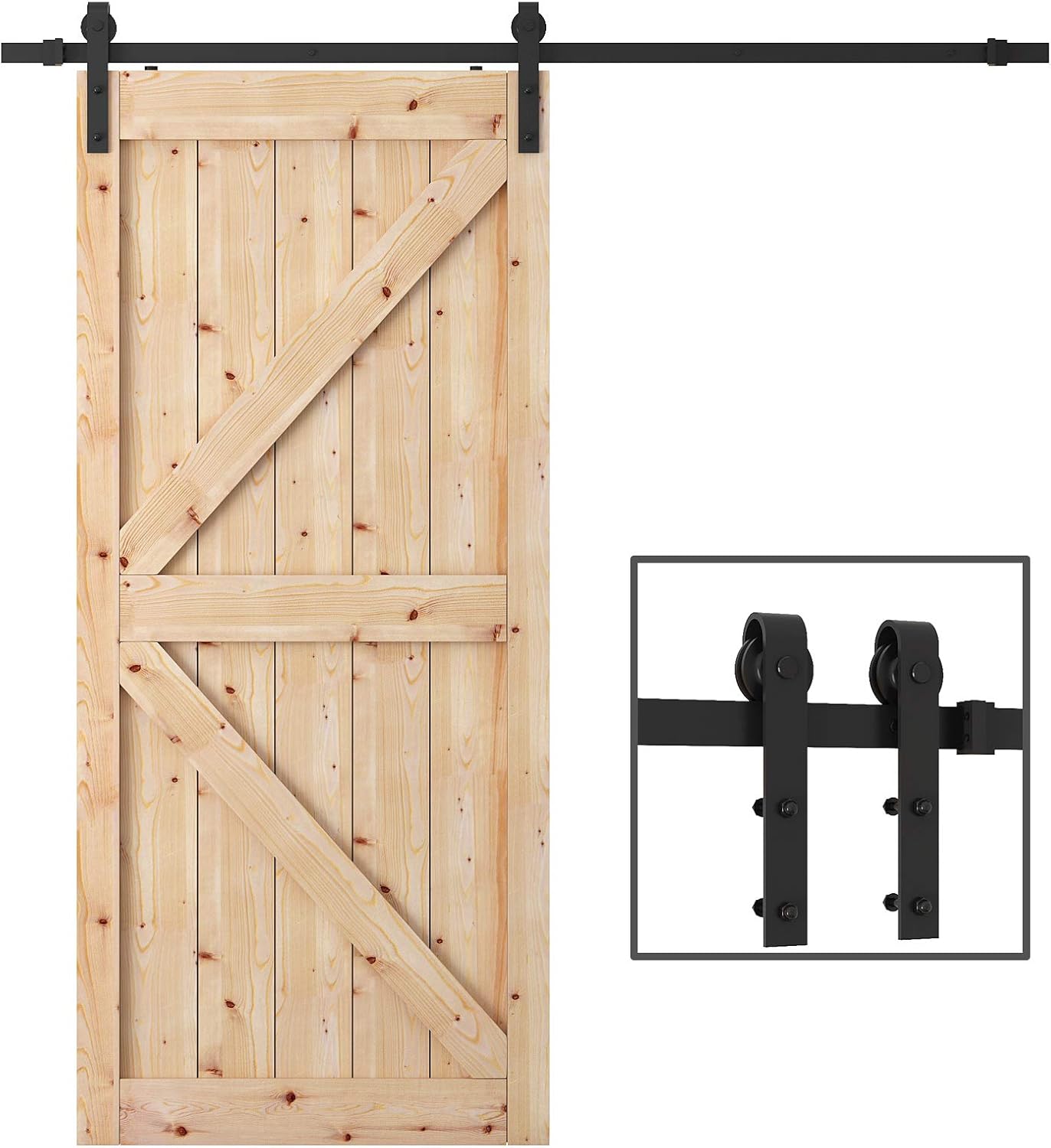 TCBunny 6.6 Feet Sliding Barn Door Hardware Kit Superior Quality Track Kit Antique Style (Black)