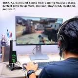 EKSA W1 RGB Gaming Headset Stand 7.1 Surround Sound 3 USB 3.5mm Ports Aluminum view 7