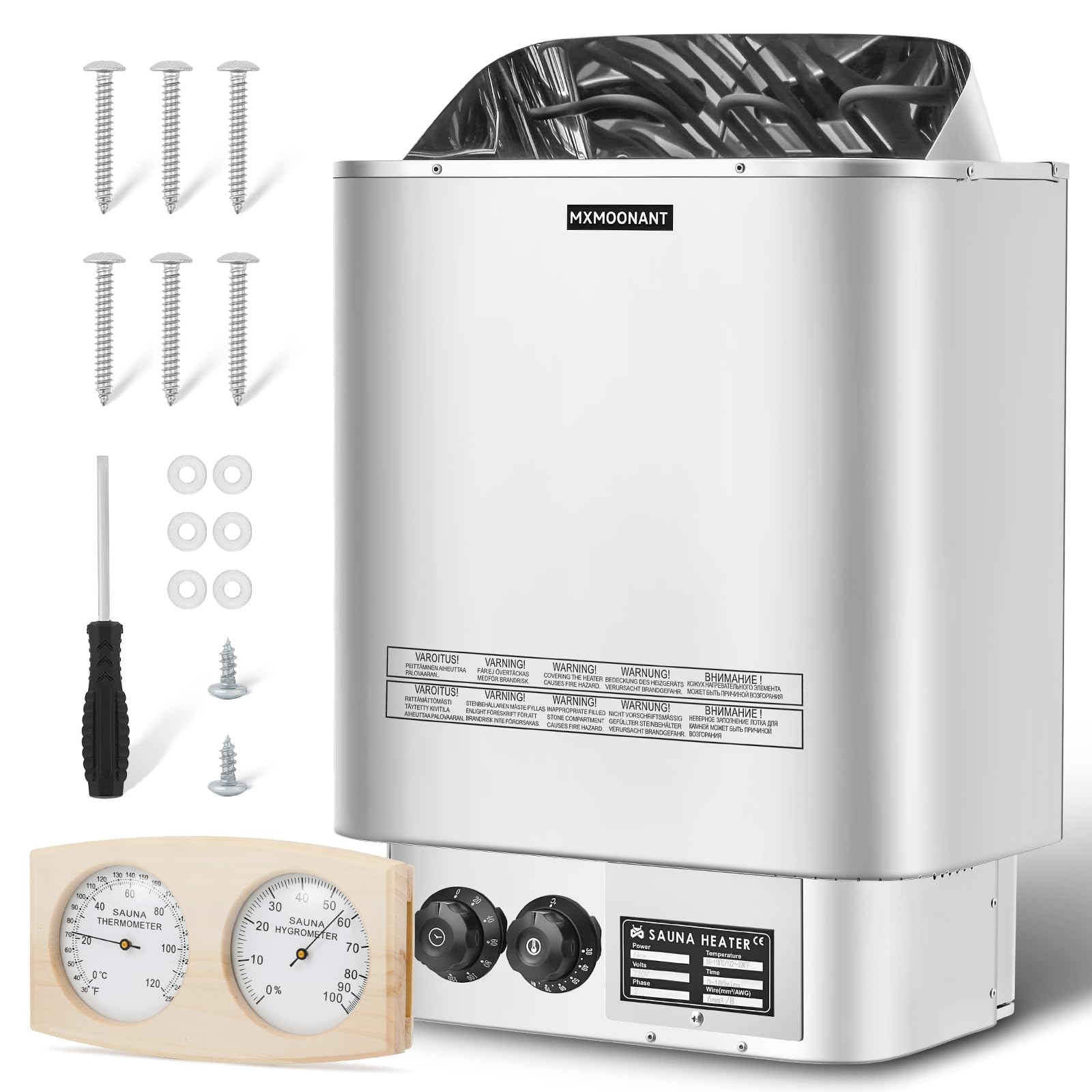 Photo 1 of Mxmoonant Sauna Heater, 9KW 220V Electric Sauna Heaters Stove Dry Steam Sauna Bath for Home Hotel Spa Max. 425 Cu.ft with Sauna Hygrothermograph