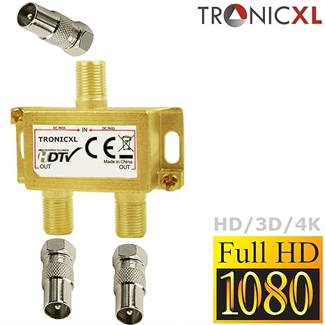 TronicXL 2-Fach BK Verteiler Premium TV Kabel Adapter Antennenverteiler Kabelfernsehen DVBC zb für Unitymedia Splitter Unicab