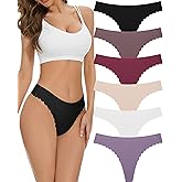 FINETOO 6 Pack Seamless Thongs for Women No Show Wavy Edge Side Women's Thong panties Ladies Underwear Sexy S-XL
