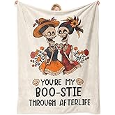 Best Friend Birthday Gifts for Women, Boo Bestie Gift, Soul Sister Gifts for Women, Gothic Galentines day Graduation Presents for BestFriend BFF, Halloween Skeleton Friendship Blanket 60"x 50"