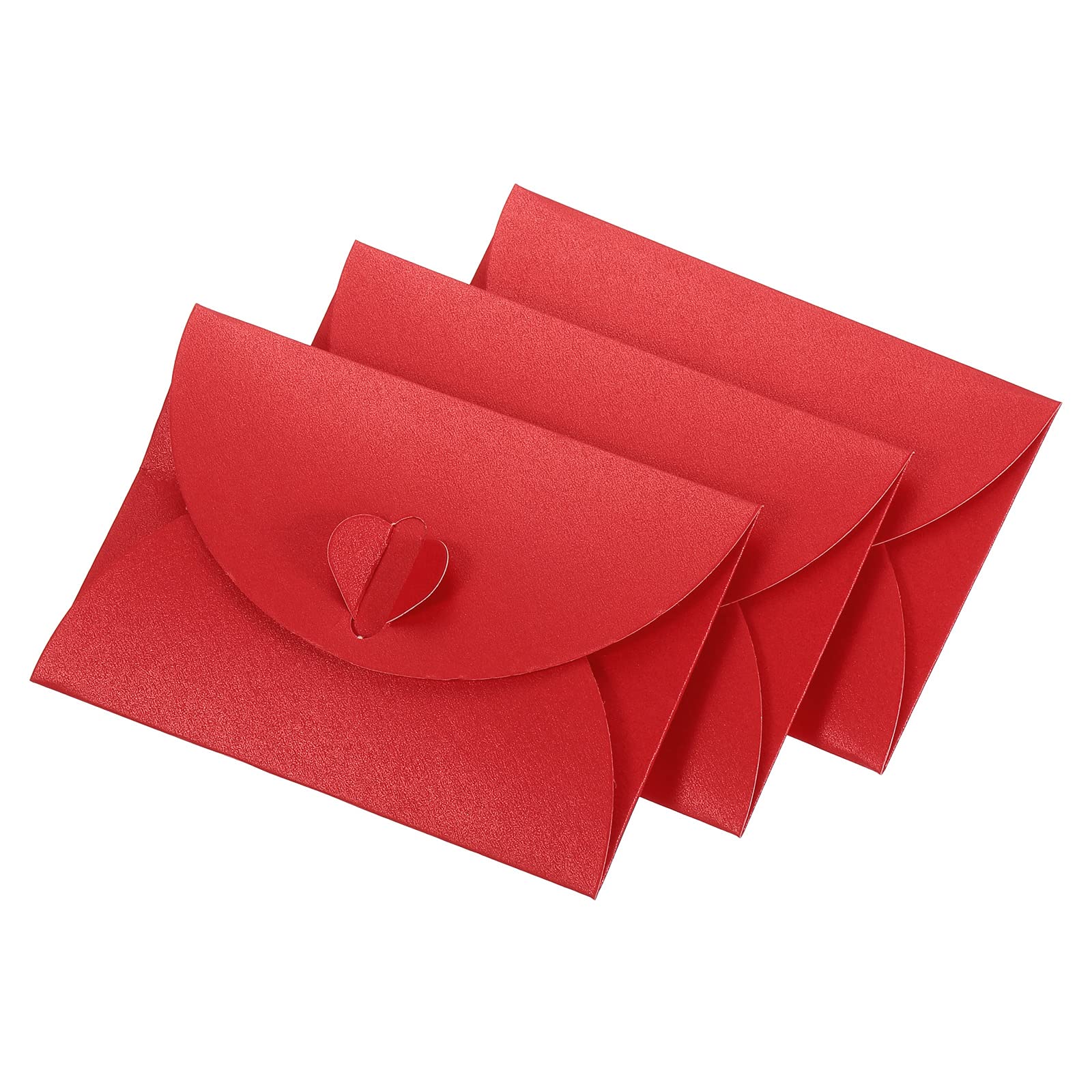 YOKIVE 50 Pack Mini Envelopes, Heart Shaped Clasp | Small Gift Card Holder, Great for Weddings Parties Boutiques(Red)