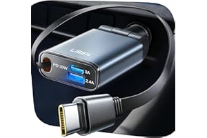 LISEN for Car Charger USB C Fast Charge fit iPhone 17 Pro Max Air, [98% Space-Saving MiNi] 57W Type C Retractable Car Charger Adapter for iPhone 16e 16 15 Samsung S25 S24 Android GIFS for Men Women