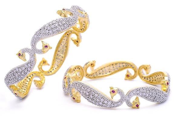 M Creation Peacock Gold copper Bangle Set for Women