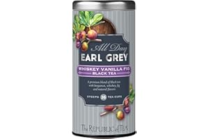 The Republic of Tea – All Day Earl Grey Whiskey Vanilla Fig Black Tea, Naturally Caffeinated, 36 Tea Bags