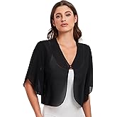 SURVODJA Womens Chiffon Cropped Cardigans Lightweight Sweaters Short Sleeve Bolero Shrugs for Dress