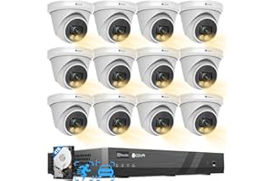 FORCOVR 4COVR 16 Channel Security Camera System, 2-Way Talk & Dual Lights Smart Full Color Night Vision, Human/Vehicle Detection, 4K NVR 4TB HDD, 12X 5MP Wired Business Dome IP PoE Camera IP67, LY97KA5M1612