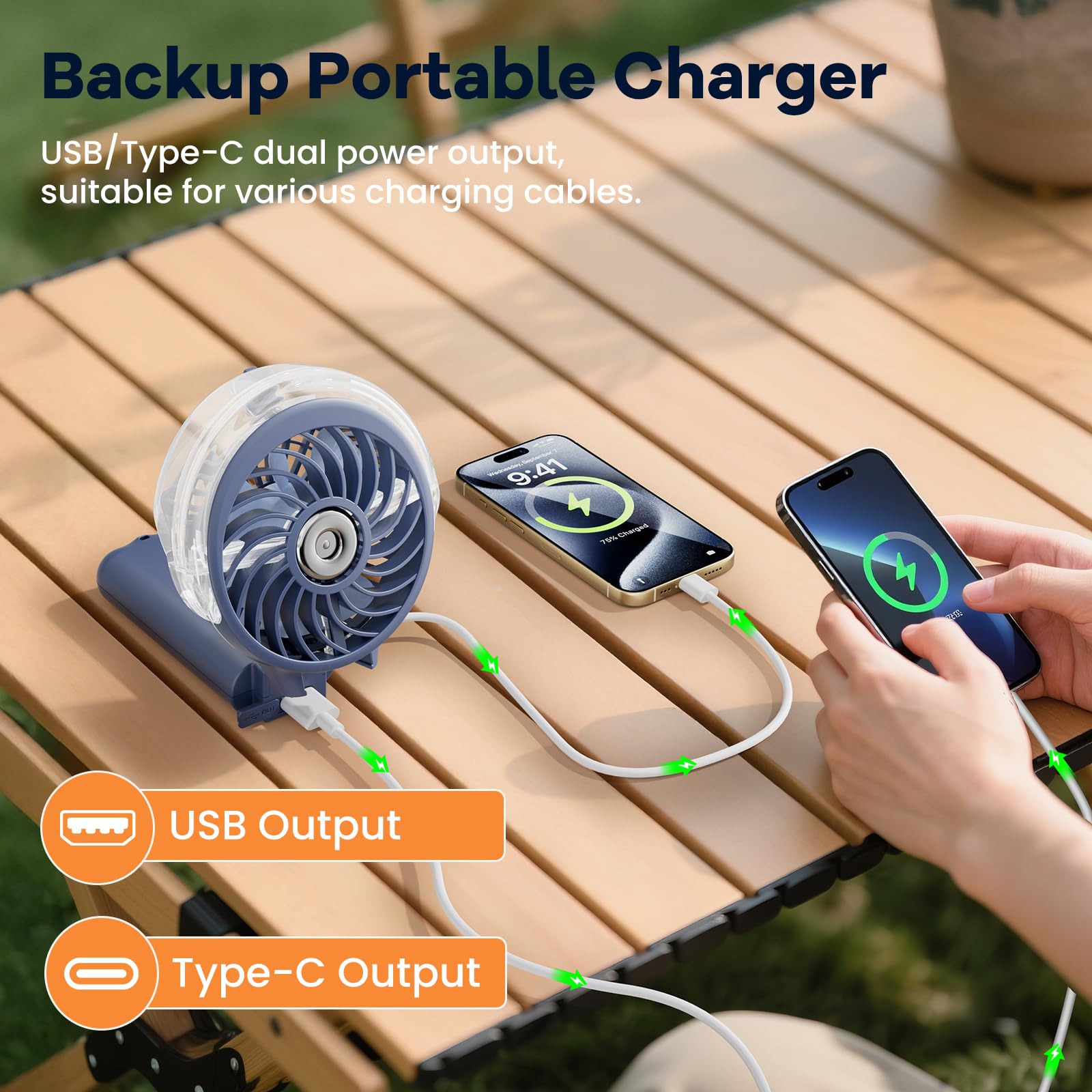 HandFan 5200mAh Upgraded Handheld Misting Fan, Portable Mister Fan Rechargeable, Spray Water Mist Fans, Electric Hand Cooling Ice Fans for Summer Beach Travel Concerts, Gifts for Women(Royal Blue)