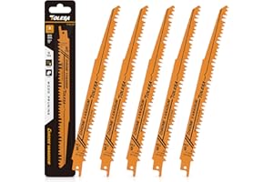 TOLESA Wood Pruning Reciprocating Saw Blades 9 inch 5 TPI Sawzall Blades Green Wood Construction Wood Cutting and PVC Pipe Cu