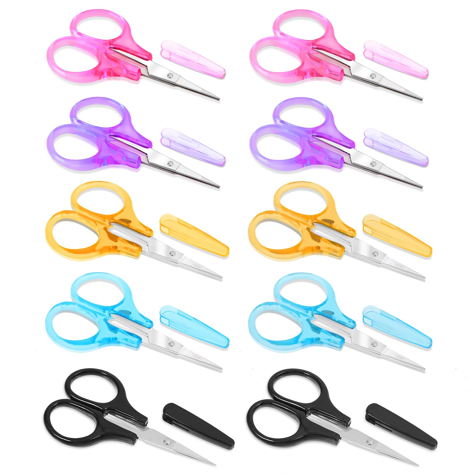 10pcs Mini Stainless Steel Craft Scissors with Protective Cover - Universal Travel Small Scissors for Paper Cutting, Craft Making, Sewing
