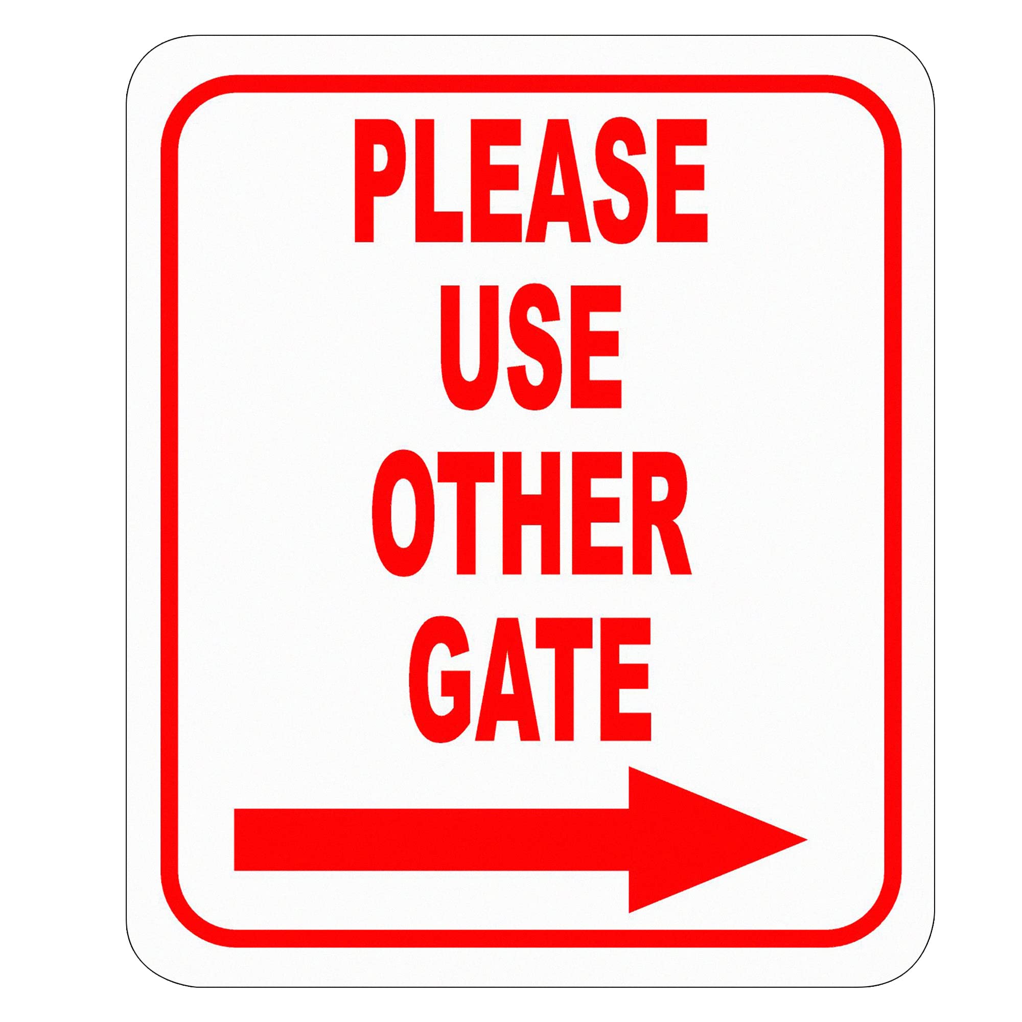 Please Use Other Gate Right Arrow Aluminum Composite Sign - Signs for Outdoor Gate, Street Signs for Construction Site, Indoor Outdoor Signs for Home, Office - 8.5"x10"