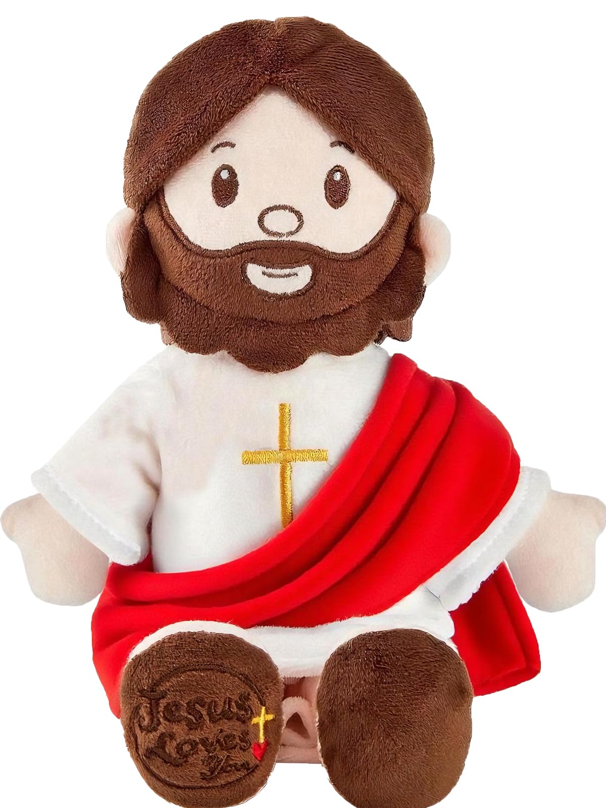 BOKUFLY Jesus Plush Doll Jesus Plushie Stuffed Toy Christian Stuff Religious for Kids Christening Easter 13" (Red)