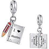 LSxAB I Love Reading Book Charm Compatible with Pandora Charms Bracelets for Women Birthday Gifts