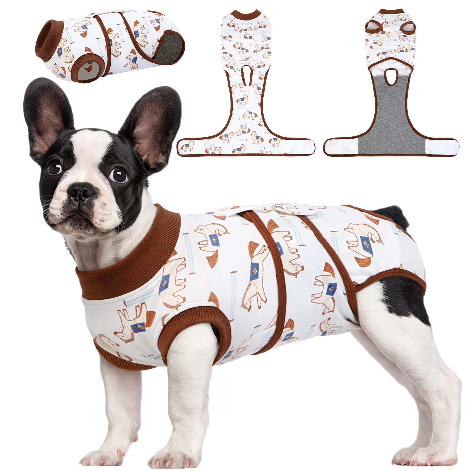 Photo 1 of Kuoser Dog Recovery Suit for Post-Surgery Care, Spay Neuter Bodysuit for Female & Male Dogs, Anti-Licking Surgical Onesie, Snug Fit for Abdominal Wound Protection & Skin Healing, BrownPony M