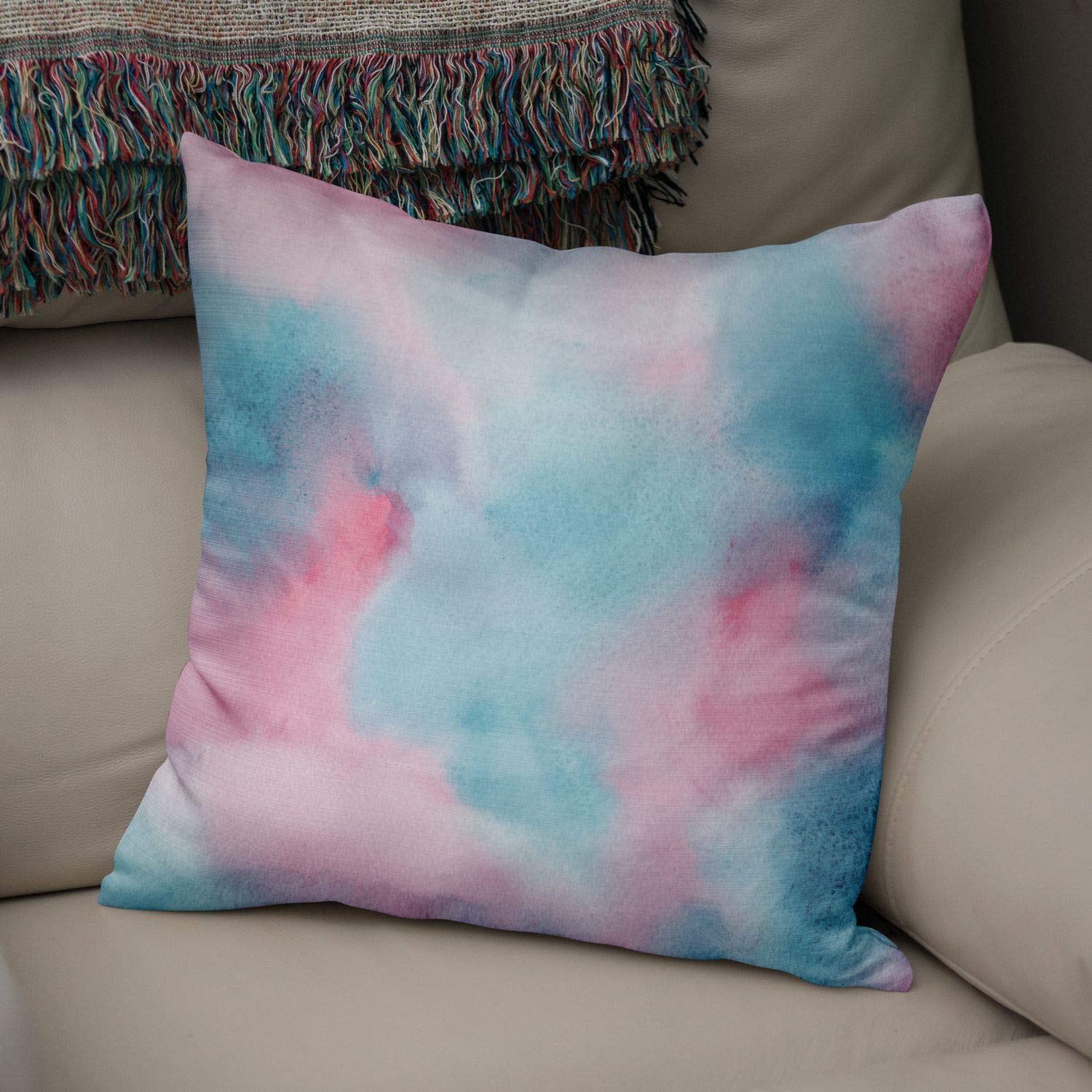 Bonamaison Decorative Cushion Cover Watercolor Theme, Throw Pillow Covers, Home Decorative Pillowcases for Livingroom, Sofa, Bedroom, Size:50x50 Cm - Designed and Manufactured in Turkey
