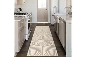 Collive Kitchen Runner Rug 2x6, Washable Hand-Woven Hallway Runner Rug Indoor Outdoor Reversible Farmhouse Rainbow Bedroom Runner Rugs for Entryway Entrance Laundry Room (Tan and White)