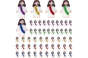 50 Packs Mini Jesus Figures Jesus Loves You Religious Tiny Jesus Figurine Rubber Jesus Doll to Hide and Seek Church Favors Gi