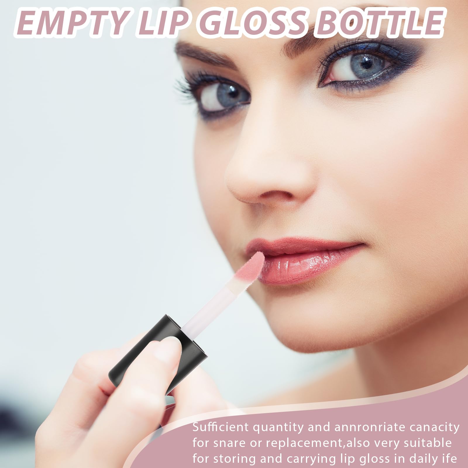 Molain 10pcs Empty Lip Gloss Tubes, 1.2ml Mini Refillable Cosmetic Containers Bottles Lip Balm Bottles for Lipstick Samples, Lip Balms(Black tube cap)