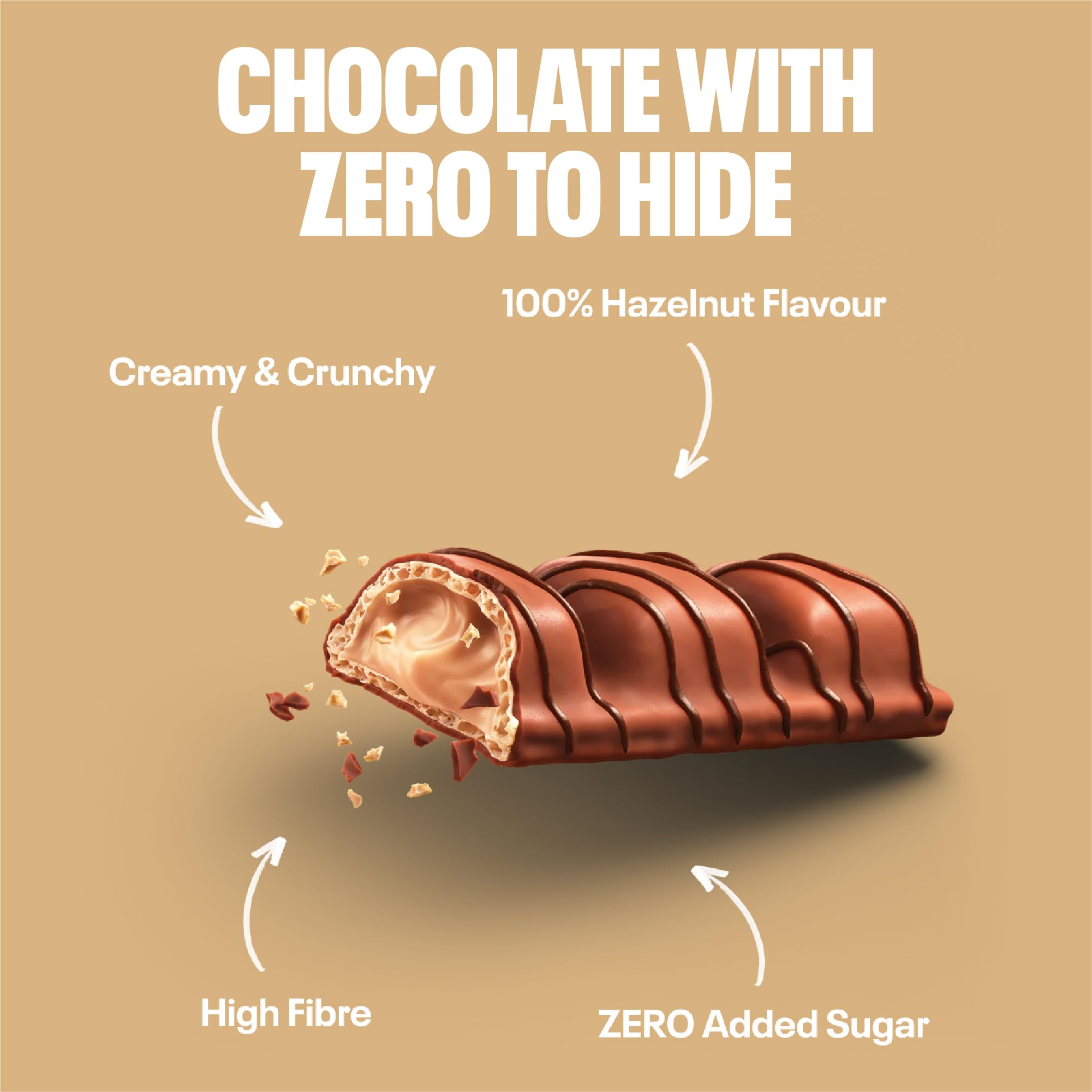 NEOH Zero Added Sugar Crisp and Cream, Milch-Haselnuss-Creme mit Kakaoüberzug, Vegetarisch & Low Carb, 3g Nettokohlenhydrate pro Portion, Die gesunde Alternative, 20x22g Crisp n Cream 2