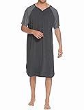 Ekouaer Men's Short Sleeve Nightwear Soft Solid