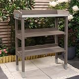 Garden Gear 3-Tier Wooden Potting Table with Steel Worktop 92cm view 2