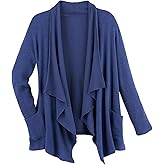 La Cera Women's Plus Comfort Cascade Cardigan, 5573X, Denim, 1X