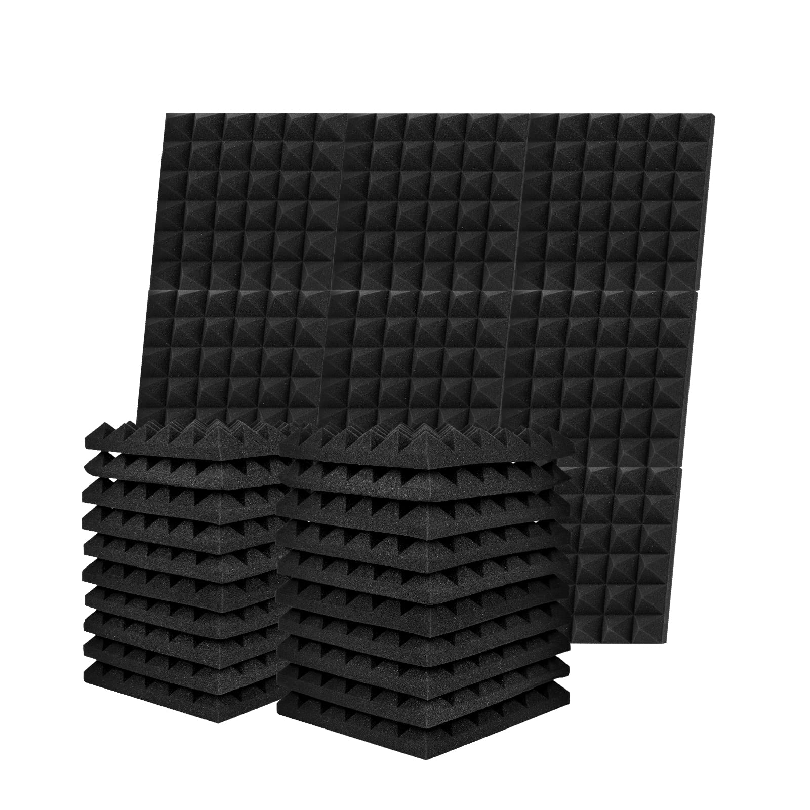 Acoustic Sound Proofing Foam Panels: 12 Pack Acoustic Foam Panels with Double Sided Tape - 2"X12"X12" Fireproof Sound Proofing Panels for Wall Recording Studio Office Home